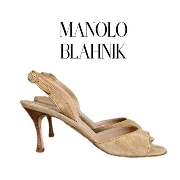 Manolo Blahnik Shoes - MANOLO BLAHNIK “LISANA” TAN SUEDE SANDAL 38.5